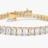 11.40 ctw 14K Gold Emerald Cut Lab Grown Diamond Tennis Bracelet - 14k Gold, view 3