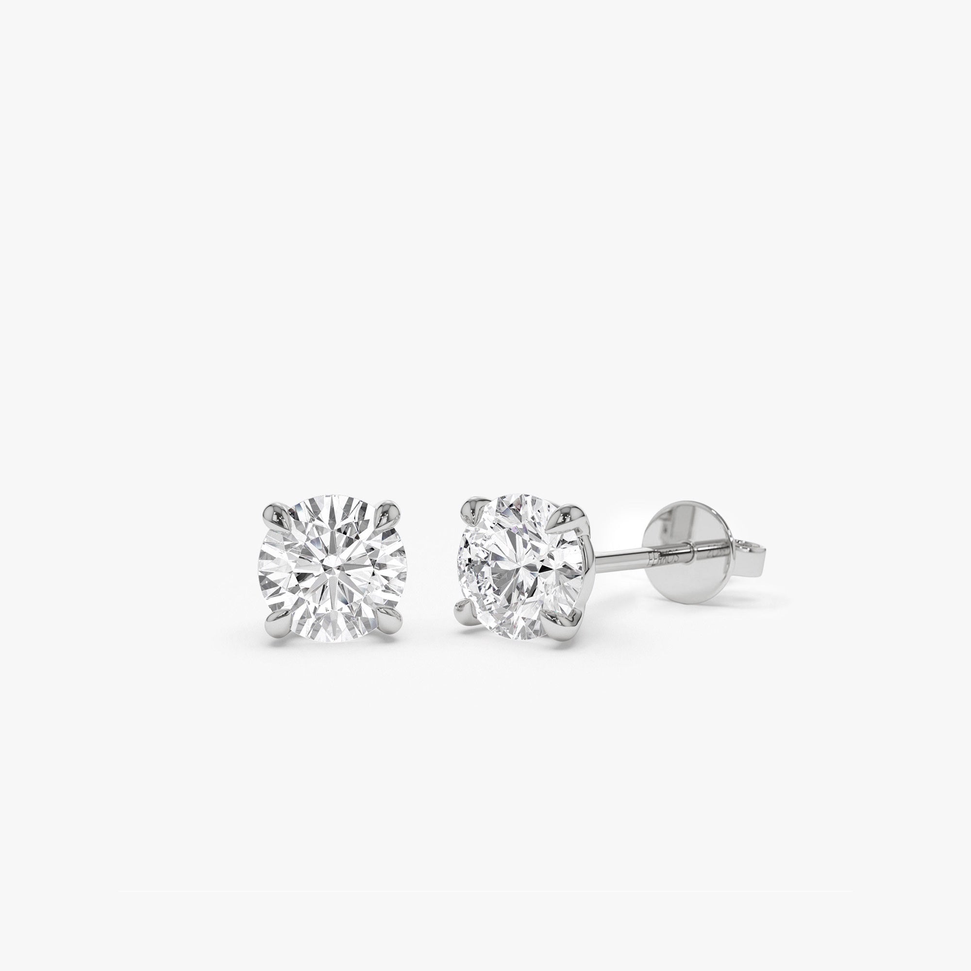 14K Round Lab Grown Diamond Four Prong Stud Earrings - 0.50 ctw 14k White Gold Ferkos Fine Jewelry