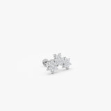 0.20 ctw 14K Gold Triple Flower Cluster Lab Grown Diamond Piercing Stud - 14k White Gold