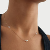 14K Gold Round Lab Grown Diamond Drilled Trio Station Necklace - 0.95 ctw Ferkos Fine Jewelry