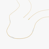 14K Gold Round Lab Grown Diamond Drilled Trio Station Necklace - 0.95 ctw Ferkos Fine Jewelry