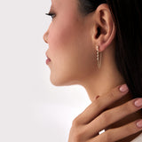 14K Gold Natural Diamond Chain Drop Earrings Ferko's Fine Jewelry