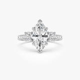 2.82 ctw 14K Gold Marquise Lab Grown Diamond Three Stone Engagement Ring 14k White Gold Ferko's Fine Jewelry