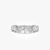 14K Gold Pear Lab Grown Diamond Wave Ring - 0.80 ctw 14k White Gold Ferkos Fine Jewelry