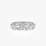 1.50 ctw 14K Gold Round Lab Grown Diamond Three Stone Ring 14k White Gold Ferkos Fine Jewelry