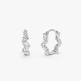 0.40 ctw 14K Gold Marquise Lab Grown Diamond Huggie Hoop (Single) - 14k White Gold