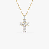 14K Asscher Cut Lab Grown Diamond Cross Necklace - 1.90 ctw 14k Gold Ferkos Fine Jewelry