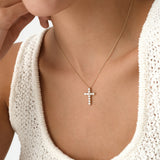 14K Gold Round Lab Grown Diamond Cross Necklace - 1.10 ctw Ferkos Fine Jewelry