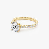 1.95 ctw 14K Gold Round Lab Grown Diamond Engagement Ring with Pave Band Ferkos Fine Jewelry
