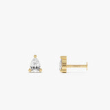 14K Gold Pear Shape Lab Grown Diamond Flat Back Piercing 14k Gold Ferko's Fine Jewelry
