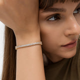 10.20 ctw 14K Gold Marquise Lab Grown Diamond Tennis Bracelet, worn on model