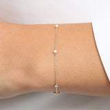 14K  Round Diamond Five Station Bracelet - 0.20 Ctw, worn on model, view 3