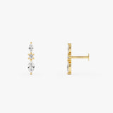 0.16 ctw 14K Gold Marquise Lab Grown Diamond Flat Back Stud - 14k Gold