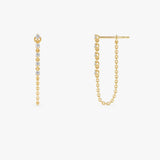 14K Gold Natural Diamond Chain Drop Earrings Ferko's Fine Jewelry