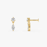 0.20 ctw 14K Gold Round & Marquise Lab Grown Diamond Drop Threaded Stud - 14k Gold