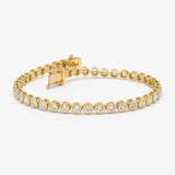 3.40 ctw 14K Gold Round Lab Grown Diamond Bezel Tennis Bracelet - 14k Gold