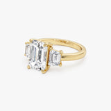 3.80 ctw 14K Gold Emerald Cut Lab Grown Diamond Three Stone Engagement Ring Ferko's Fine Jewelry