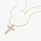 14K Gold Round Lab Grown Diamond Cross Necklace - 1.10 ctw Ferkos Fine Jewelry
