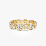 14K Pear and Round Lab Grown Diamond Wave Eternity Ring - 1.05 ctw 14k Gold Ferko's Fine Jewelry
