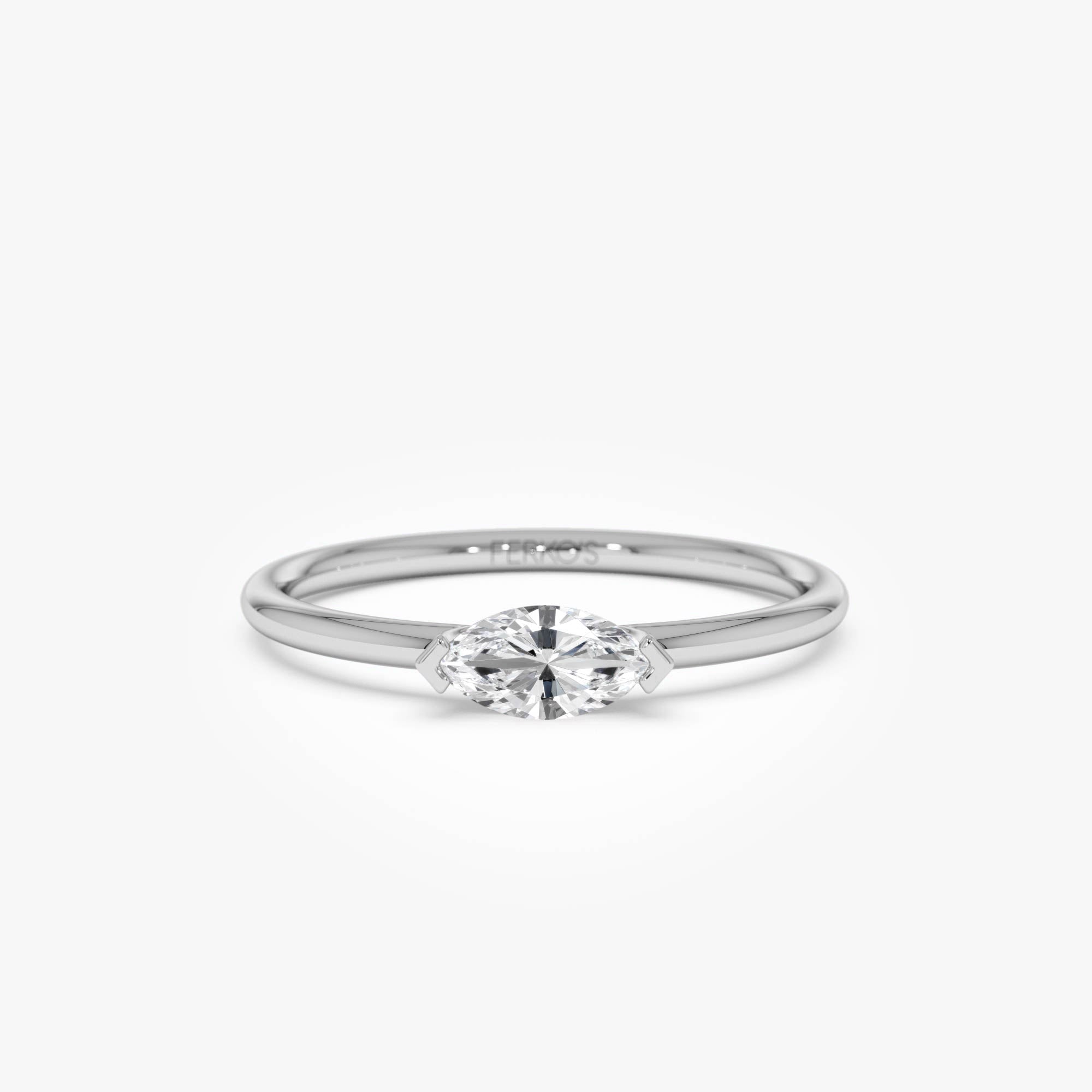 0.25 ctw 14K Gold Marquise Lab Grown Diamond East West Solitaire Ring 14k White Gold Ferko's Fine Jewelry