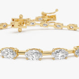6.41 ctw 14K Gold Oval Lab Grown Diamond Tennis Bracelet Ferko's Fine Jewelry