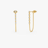 14K Gold Natural Diamond Chain Drop Earrings 14k Gold Ferko's Fine Jewelry