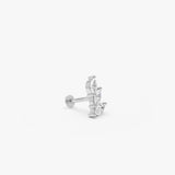 0.19 ctw 14K Gold Marquise Lab Grown Diamond Flat Back Piercing Stud - 14k White Gold