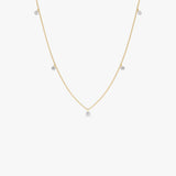 14K Gold Round Lab Grown Diamond Five Station Necklace - 0.50 ctw 14 Inches Ferkos Fine Jewelry