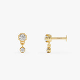 0.14 ctw 14K Gold Round Lab Grown Diamond Two-Stone Stud Earrings - 14k Gold