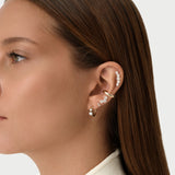 0.20 ctw 14K Gold Triple Flower Cluster Lab Grown Diamond Piercing Stud, worn on model