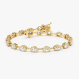 3.75 ctw 14K Gold Oval Lab Grown Diamond Bezel Tennis Bracelet - 14k Gold