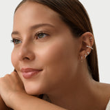 0.09 ctw 14K Gold Star Dangle Lab Grown Diamond Flat Back Piercing, worn on model, view 3
