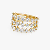 1.70 ctw 14K Gold Round Lab Grown Diamond Three Row Wide Band Ring Ferko's Fine Jewelry