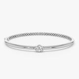 0.55 ctw 14K Gold Oval Lab Grown Diamond Bezel Bangle Bracelet - 14k White Gold