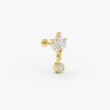 0.37 ctw 14K Gold Marquise Lab Grown Diamond Dangle Flat Back Earring - 14k Gold, view 2