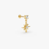 0.08 ctw 14K Gold North Star Lab Grown Diamond Flat Back Stud - 14k Gold, view 2