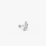0.19 ctw 14K Gold Marquise Lab Grown Diamond Cluster Flat Back Stud - 14k White Gold