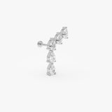 0.76 ctw 14K Gold Pear Lab Grown Diamond Curved Climber Flat Back Stud - 14k White Gold