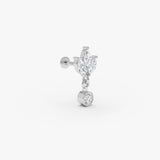 0.37 ctw 14K Gold Marquise Lab Grown Diamond Dangle Flat Back Earring - 14k White Gold