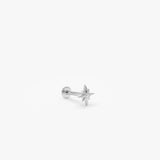 0.01 ctw 14K Gold North Star Lab Grown Diamond Flat Back Stud Earring - 14k White Gold