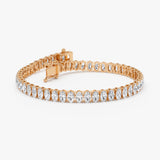 10.20 ctw 14K Gold Oval Lab Grown Diamond Tennis Bracelet - 14k Rose Gold