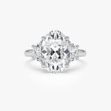 4.85 ctw 14K Gold Oval Lab Grown Diamond Three Stone Engagement Ring 14k White Gold Ferko's Fine Jewelry