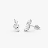 14K Double Marquise Lab Grown Diamond Cluster Studs - 0.80 ctw 14k White Gold Ferkos Fine Jewelry