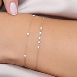 14K  Round Diamond Five Station Bracelet - 0.20 Ctw, worn on model, view 5
