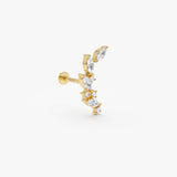 0.20 ctw 14K Gold Marquise Lab Grown Diamond Cluster Flat Back Stud - 14k Gold, view 2