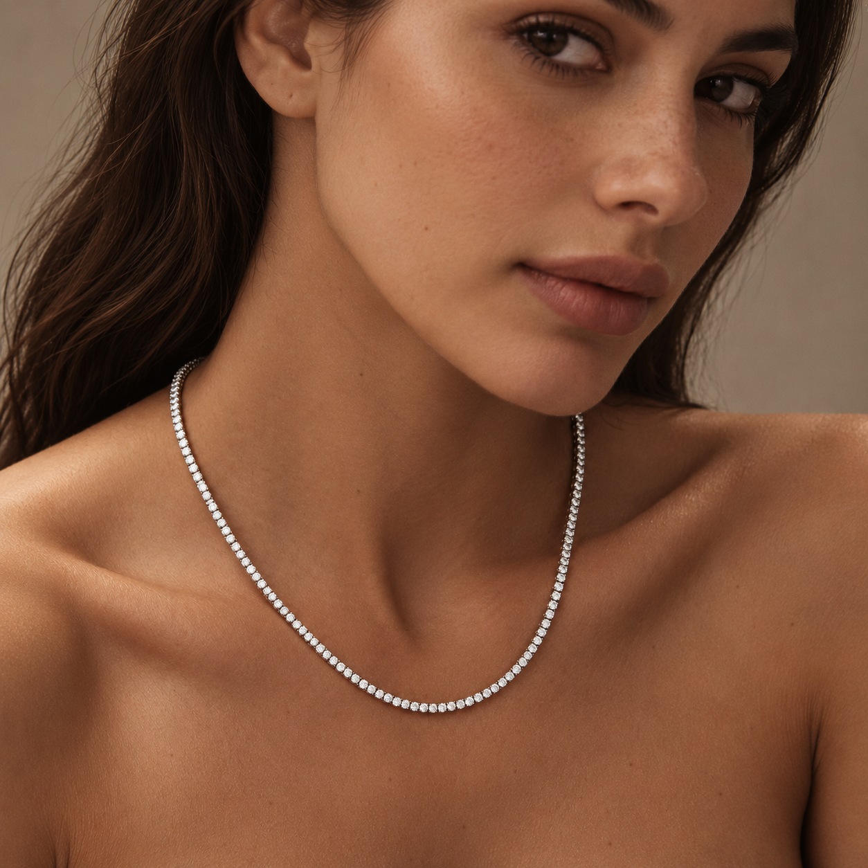 8.95 ctw 14K Round Lab Grown Diamond Classic Four Prong Tennis Necklace Ferkos Fine Jewelry