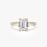 2.90 ctw 14K Emerald Cut Lab Grown Diamond Engagement Ring with Tapered Baguettes 14k Gold Ferkos Fine Jewelry