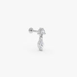 0.20 ctw 14K Gold Round & Marquise Lab Grown Diamond Drop Threaded Stud - 14k White Gold