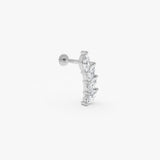 0.25 ctw 14K Gold Marquise Lab Grown Diamond Curved Flat Back Stud - 14k White Gold
