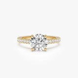 1.95 ctw 14K Gold Round Lab Grown Diamond Engagement Ring with Pave Band 14k Gold Ferkos Fine Jewelry